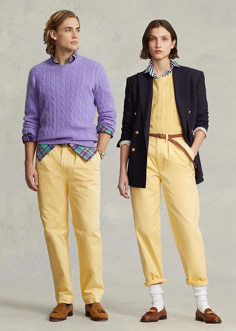 Pantalones Polo Ralph Lauren Hombre Whitman Relaxed Fit Pleated Chino Trouse Chile Amarillo FKRAS-4659